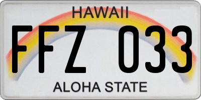 HI license plate FFZ033