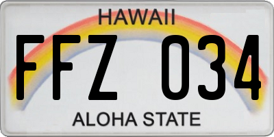 HI license plate FFZ034