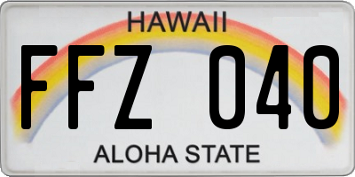 HI license plate FFZ040