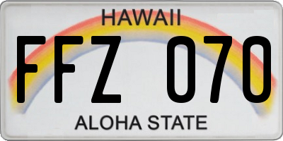 HI license plate FFZ070