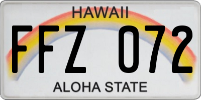 HI license plate FFZ072