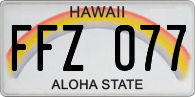 HI license plate FFZ077