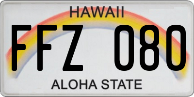 HI license plate FFZ080