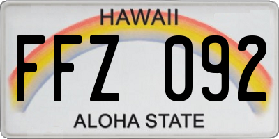 HI license plate FFZ092