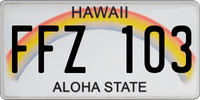 HI license plate FFZ103