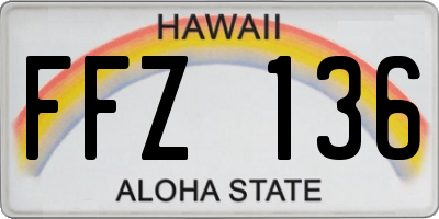 HI license plate FFZ136