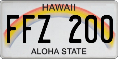 HI license plate FFZ200