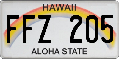 HI license plate FFZ205