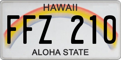 HI license plate FFZ210