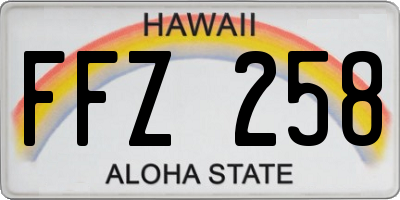 HI license plate FFZ258