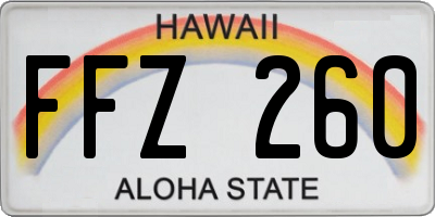 HI license plate FFZ260