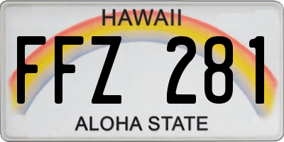 HI license plate FFZ281