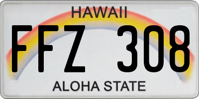 HI license plate FFZ308