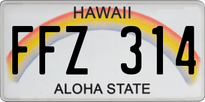 HI license plate FFZ314