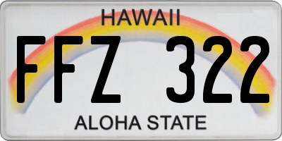 HI license plate FFZ322