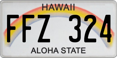 HI license plate FFZ324