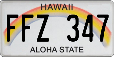 HI license plate FFZ347