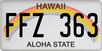 HI license plate FFZ363