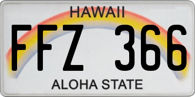 HI license plate FFZ366