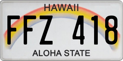 HI license plate FFZ418