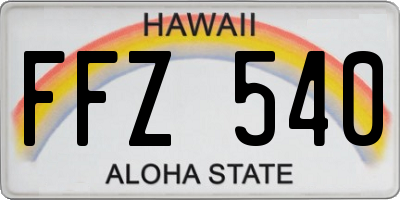 HI license plate FFZ540