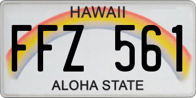 HI license plate FFZ561