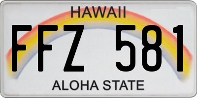 HI license plate FFZ581