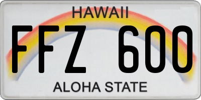 HI license plate FFZ600