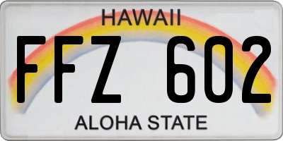 HI license plate FFZ602