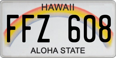 HI license plate FFZ608