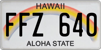HI license plate FFZ640