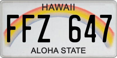 HI license plate FFZ647