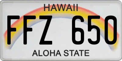 HI license plate FFZ650