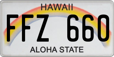 HI license plate FFZ660