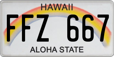 HI license plate FFZ667