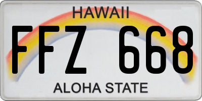 HI license plate FFZ668