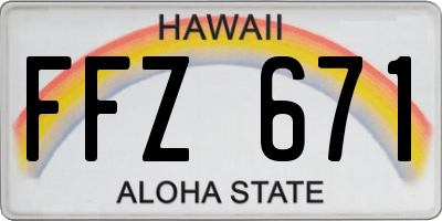 HI license plate FFZ671