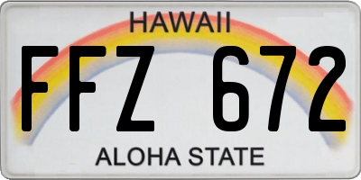 HI license plate FFZ672