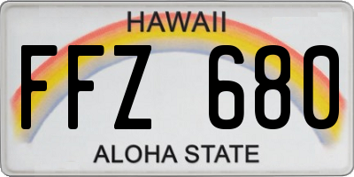 HI license plate FFZ680