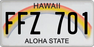 HI license plate FFZ701