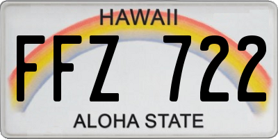 HI license plate FFZ722