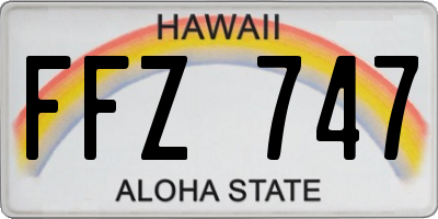 HI license plate FFZ747