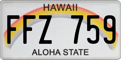 HI license plate FFZ759