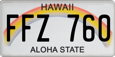HI license plate FFZ760
