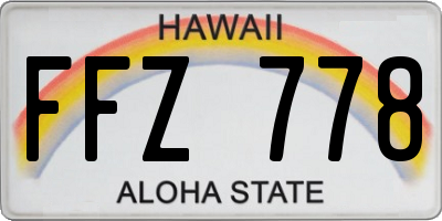 HI license plate FFZ778