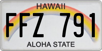 HI license plate FFZ791