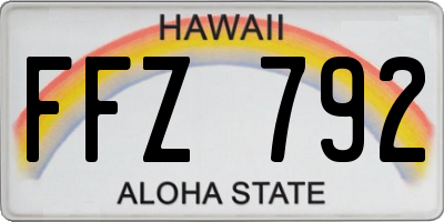HI license plate FFZ792