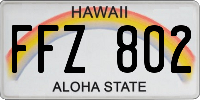 HI license plate FFZ802