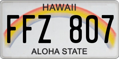 HI license plate FFZ807