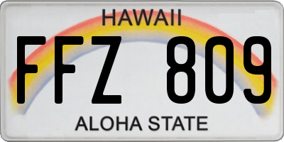 HI license plate FFZ809